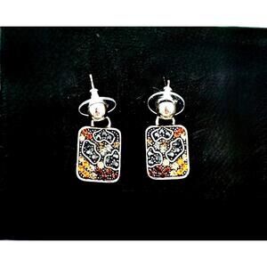 Brighton NWT silver plated Swarovski crystal leopard totem design drop dangle